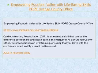 Empowering Fountain Valley with Life-Saving Skills