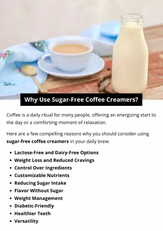 Why Use Sugar-Free Coffee Creamers?