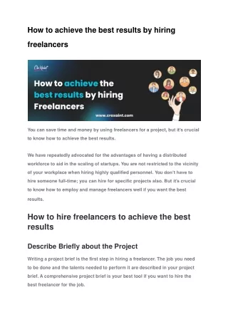 How to achieve the best results by hiring freelancers