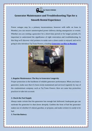 Generator Maintenance and Troubleshooting Tips for a Smooth Rental Experience (2)