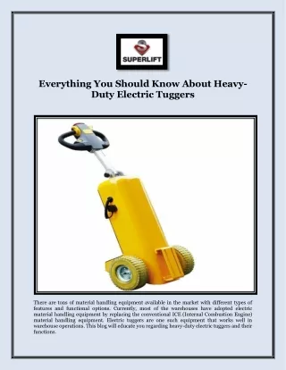 Everything You Should Know About Heavy-Duty Electric Tuggers
