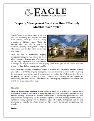 Property Management Services – How Effectively Matches Your Style?