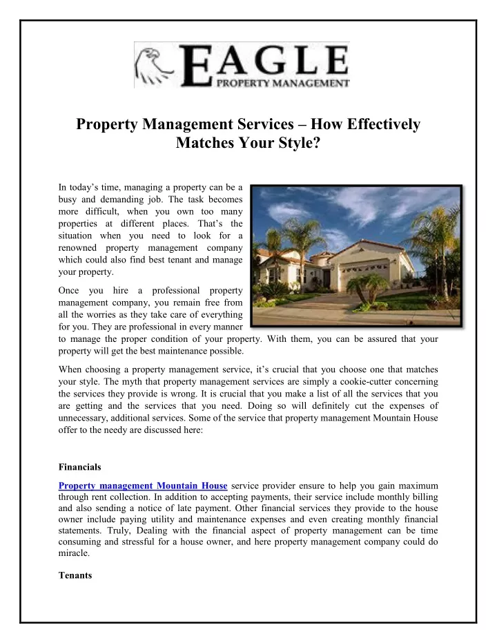 property management services how effectively