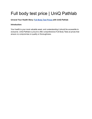 full body test price uniq pathlab