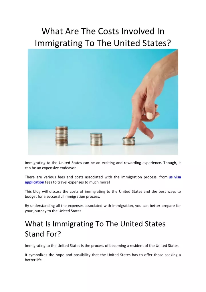 what are the costs involved in immigrating
