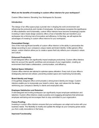 what are the benefits of investing in custom