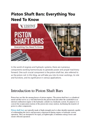 Piston Shaft Bars Everything You Need To Know