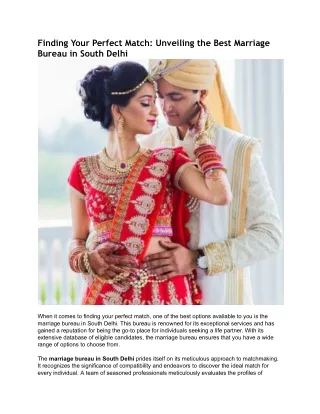Finding Your Perfect Match_ Unveiling the Best Marriage Bureau in South Delhi