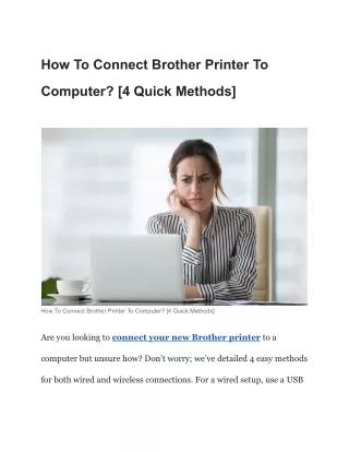 How To Connect Brother Printer To Computer? [4 Quick Methods]