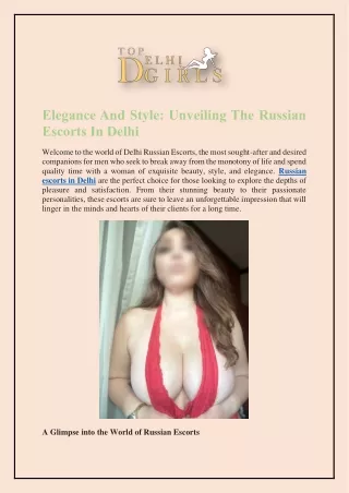 Unveiling The Russian Escorts In Delhi