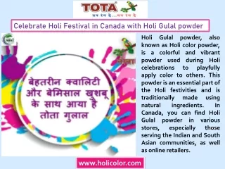 Holi Gulal as Tota Colors Powder Manufacturers and Suppliers in CANADA, Buy Color Powder Online in CANADA