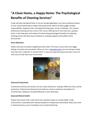 A Clean Home, a Happy Home The Psychological Benefits of Cleaning Services