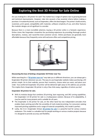 exploring the best 3d printer for sale online