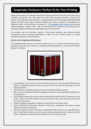 snapmaker enclosure perfect fit for your printing