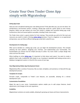 Create Your Own Tinder Clone App simply with Migrateshop