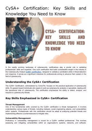 cysa knowledge you need to know