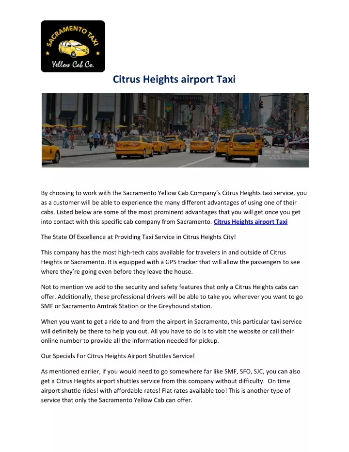 citrus heights airport taxi