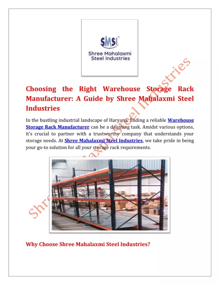 choosing the right warehouse storage rack