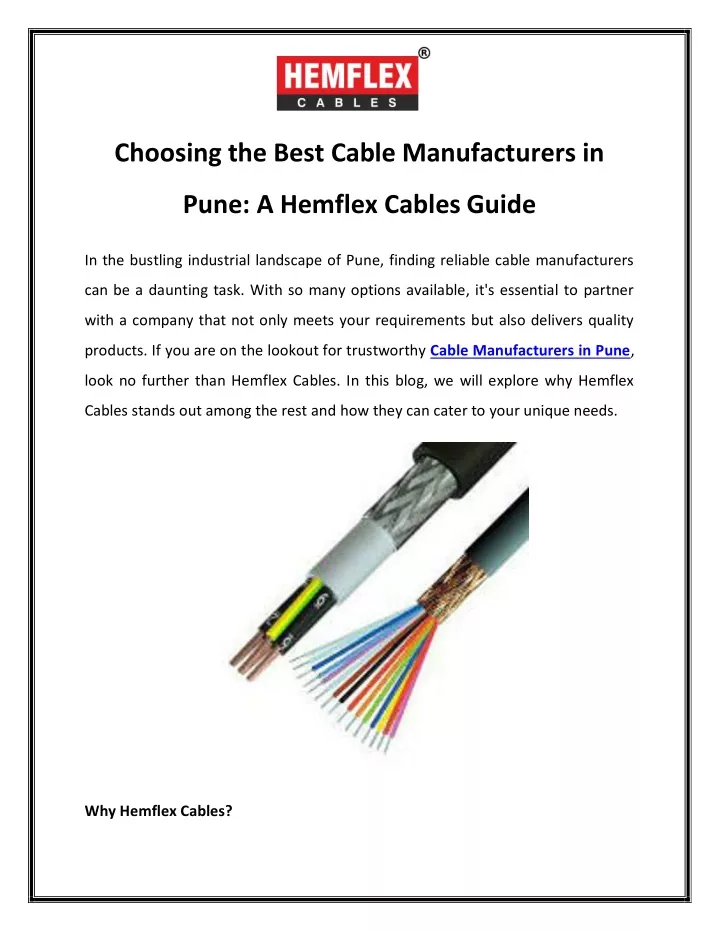 choosing the best cable manufacturers in