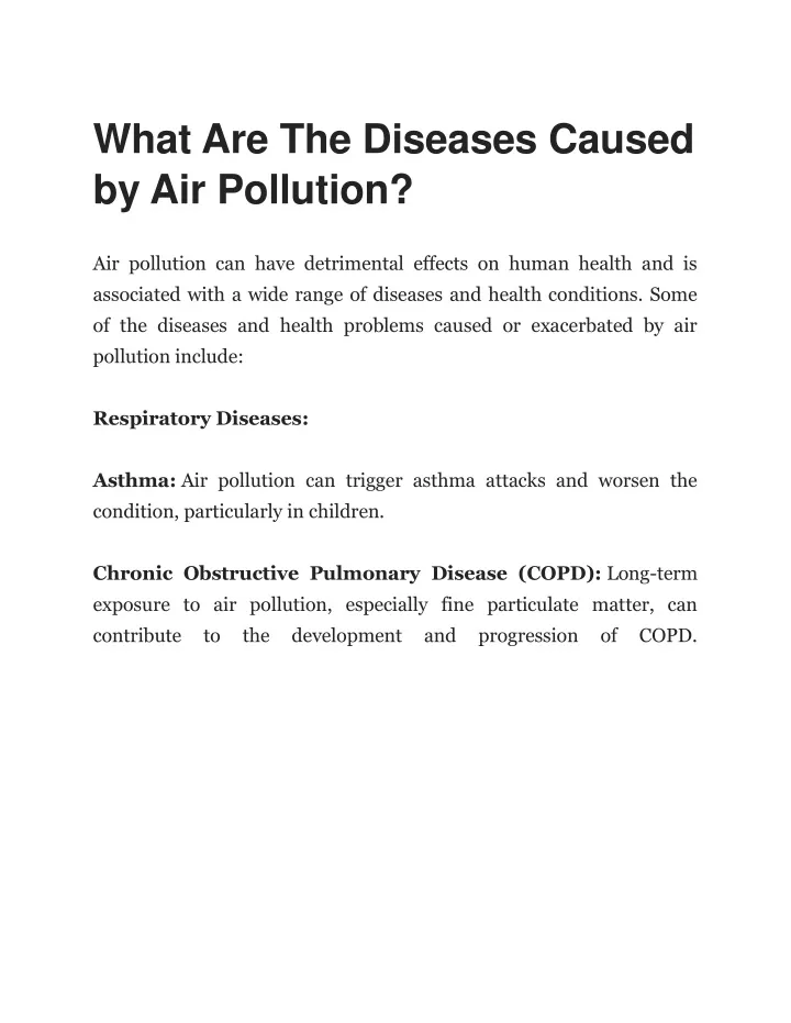 what are the diseases caused by air pollution