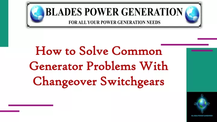 how to solve common generator problems with changeover switchgears