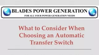 What to Consider When Choosing an Automatic Transfer Switch