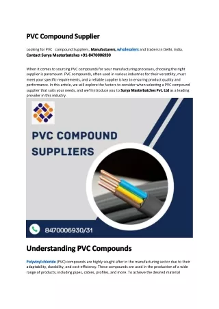 PVC Compound Supplier
