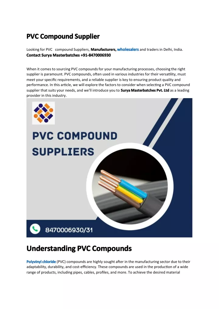 pvc compound supplier