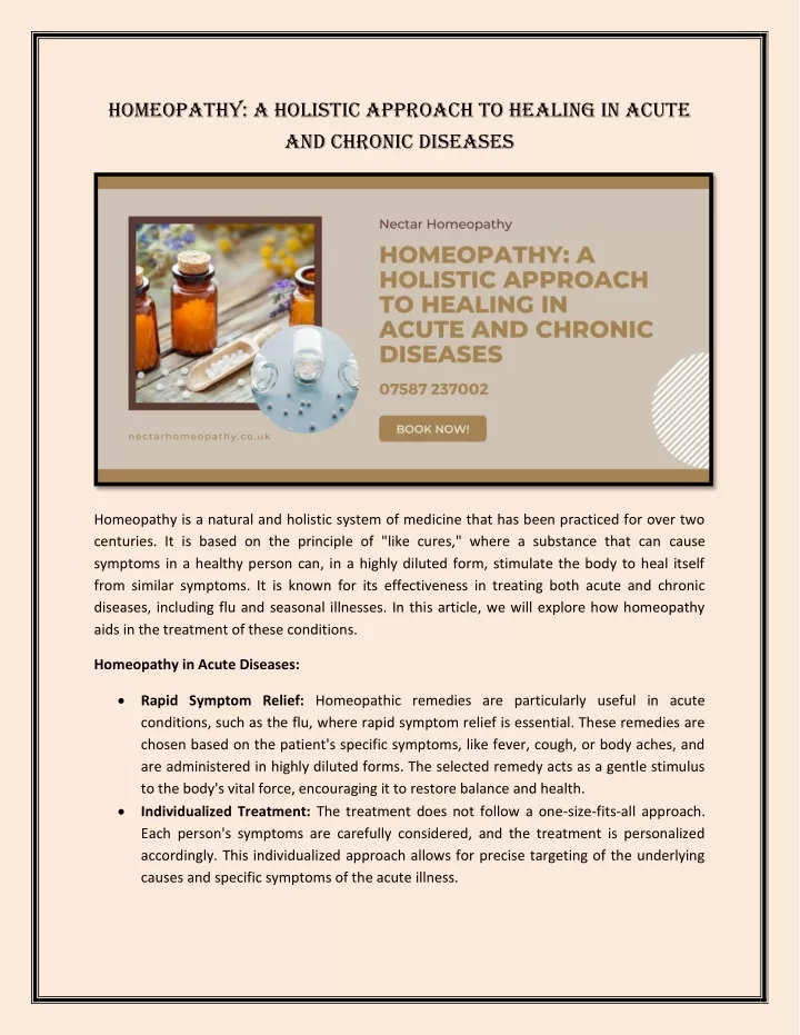 homeopathy a holistic approach to healing