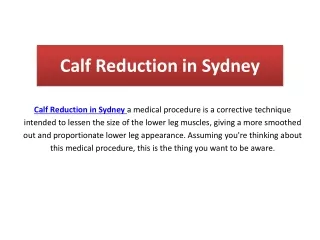 Calf Reduction in Sydney