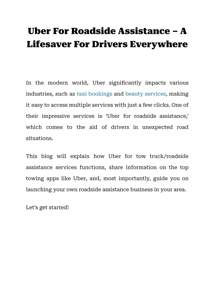 uber for roadside assistance a lifesaver