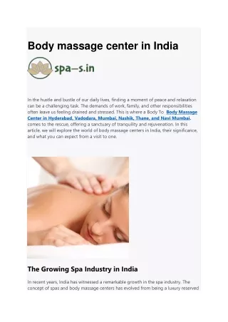 Body massage center in India