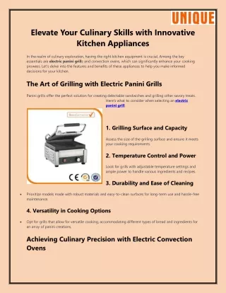 Elevate Your Culinary Skills with Innovative Kitchen Appliances