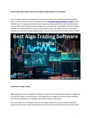 Unlock Profit Opportunities with the Top 8 Algo Trading Software