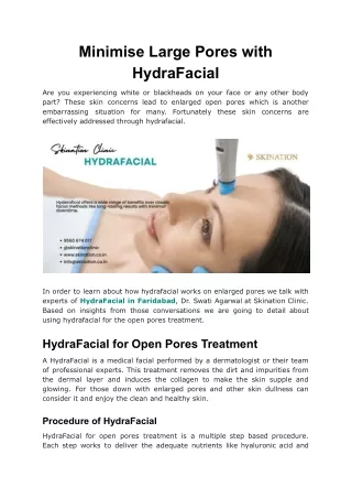 Minimise Large Pores with HydraFacial