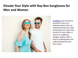 Elevate Your Style with Ray-Ban Sunglasses for Men and Women