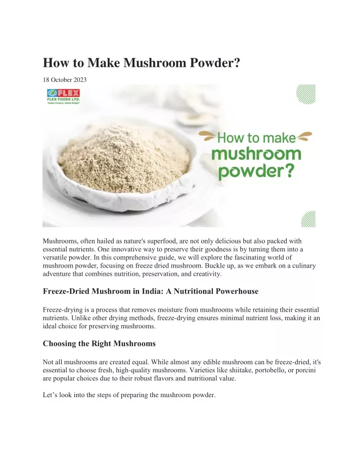 how to make mushroom powder