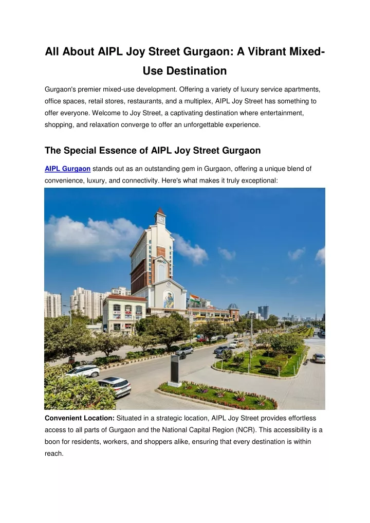 all about aipl joy street gurgaon a vibrant mixed