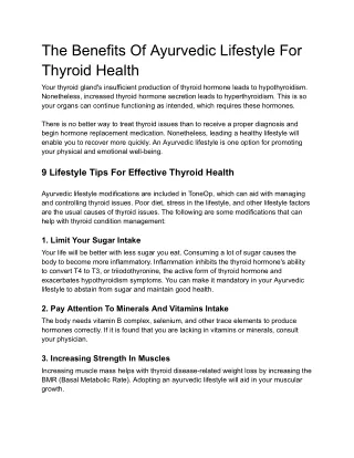 The Effectiveness Of Ayurvedic Lifestyle Modifications For Ideal Thyroid Health