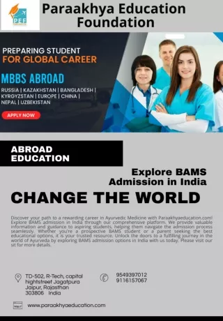 Explore BAMS Admission in India |Paraakhyaeducation.com