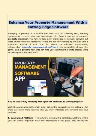 Enhance Your Property Management With a Cutting-Edge Software