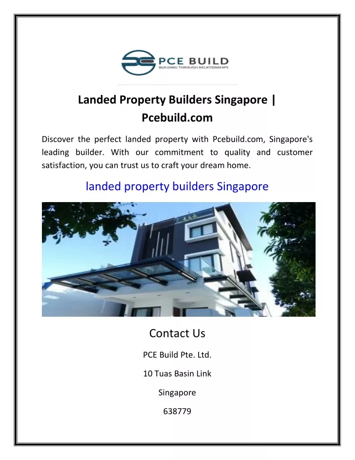 landed property builders singapore pcebuild com