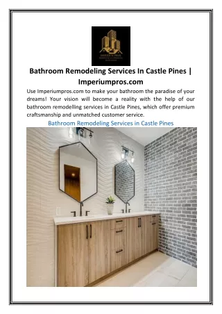 Bathroom Remodeling Services In Castle Pines | Imperiumpros.com