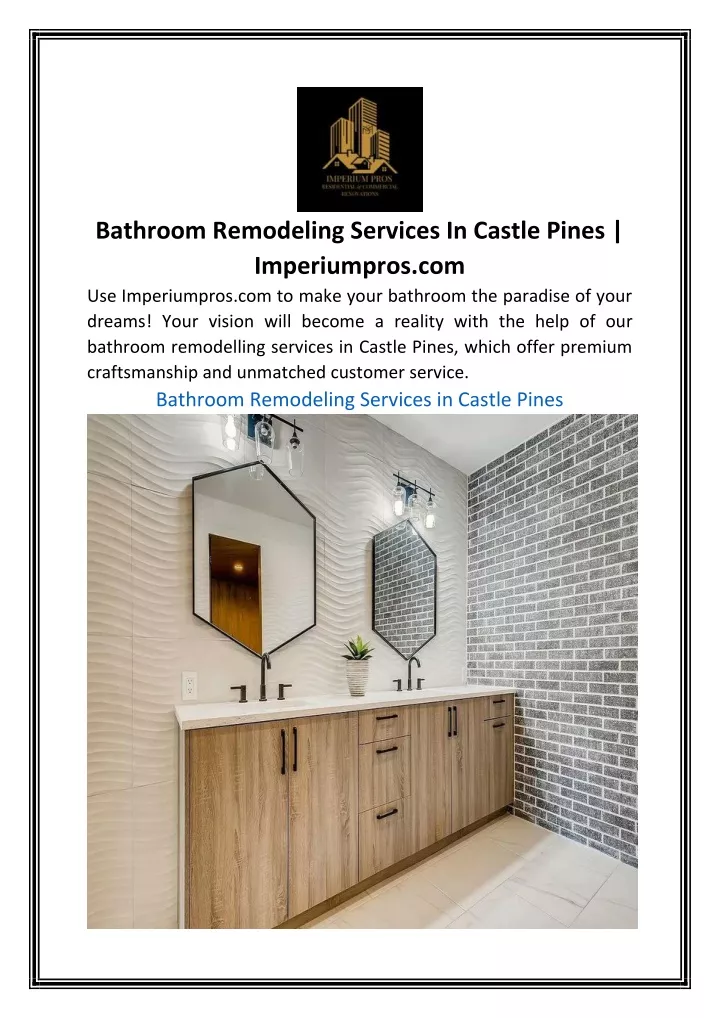 bathroom remodeling services in castle pines