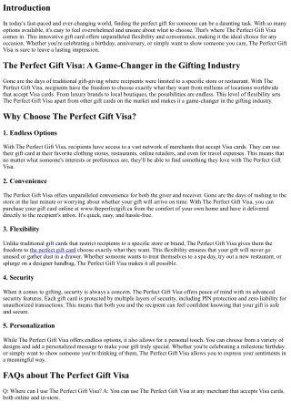 The Perfect Gift Visa: Flexibility in Gifting
