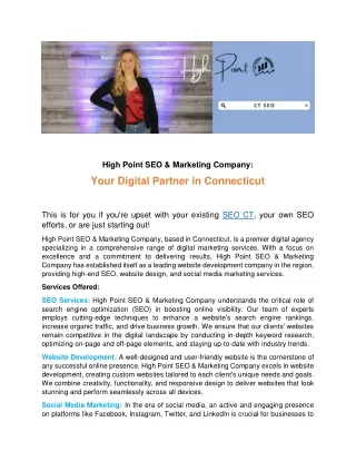 High Point SEO & Marketing Company: Your Digital Partner in Connecticut