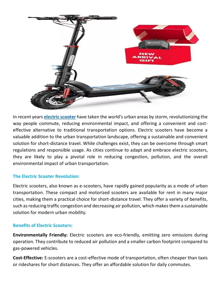 in recent years electric scooter have taken