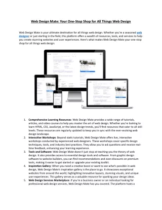 web design mate your one stop shop for all things