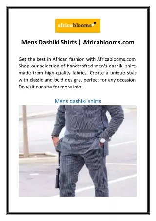 Mens Dashiki Shirts | Africablooms.com