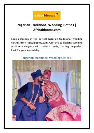 Nigerian Traditional Wedding Clothes | Africablooms.com
